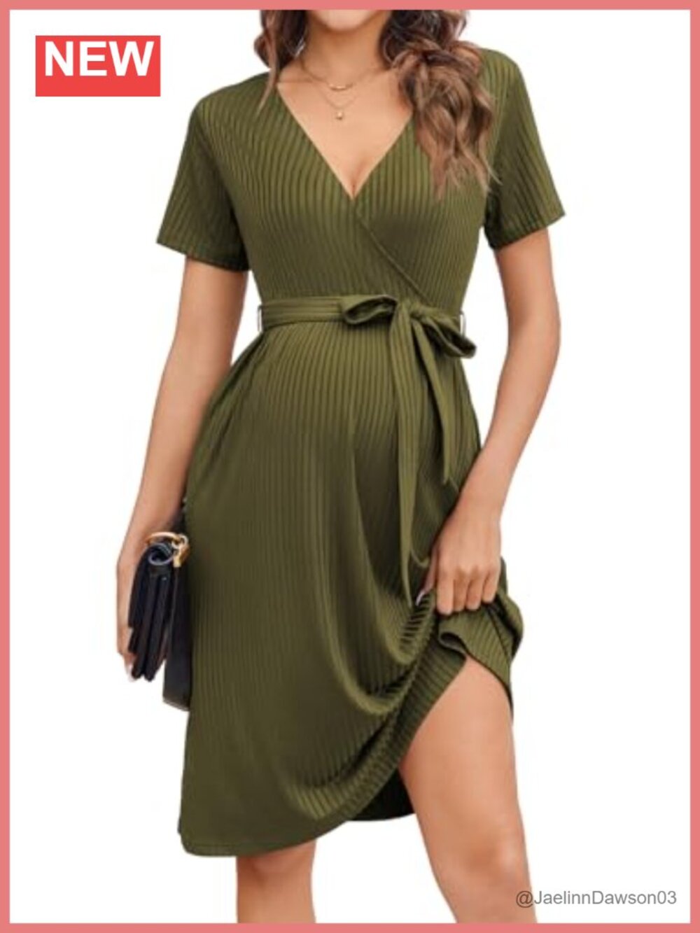 Maternity Nursing Dress Short Sleeve V Neck Ribbed Knit Breastfeeding Loungewear